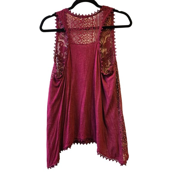 Vintage Y2K Eyeshadow Burgundy Lace Sleeveless Top Fairy Whismigoth - Picture 2 of 8